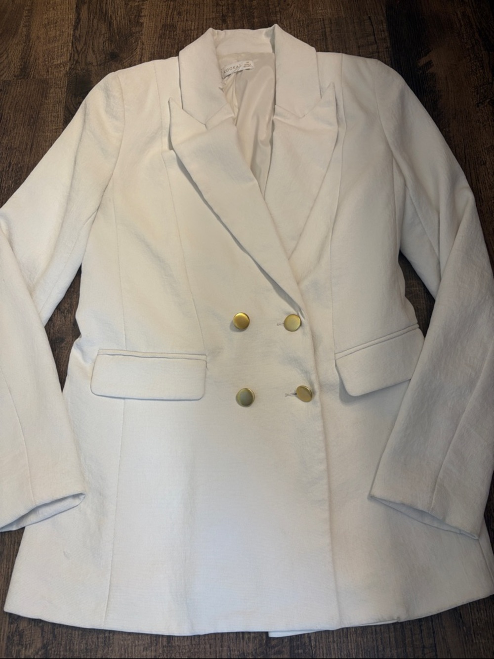 Kookai Oyster Natural White Off-white Double-Breasted Blazer Gold Buttons Lined